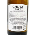 Choya Sake Japanischer Reiswein 14,5% Vol. 750 ml Rückseite Ettikett