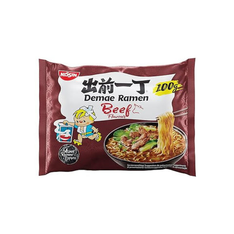 Nissin Demae Ramen Instant Nudeln Rindfleisch 100 g- verpackung